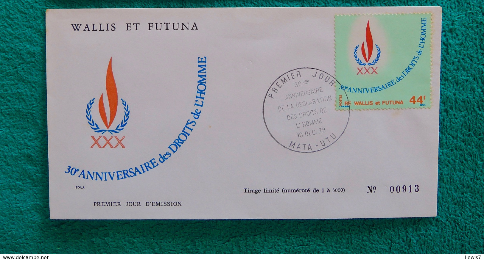 FDC :  30eme Anniversaire Déclaration Droits De L'Homme - Wallis & Futuna - Gebraucht