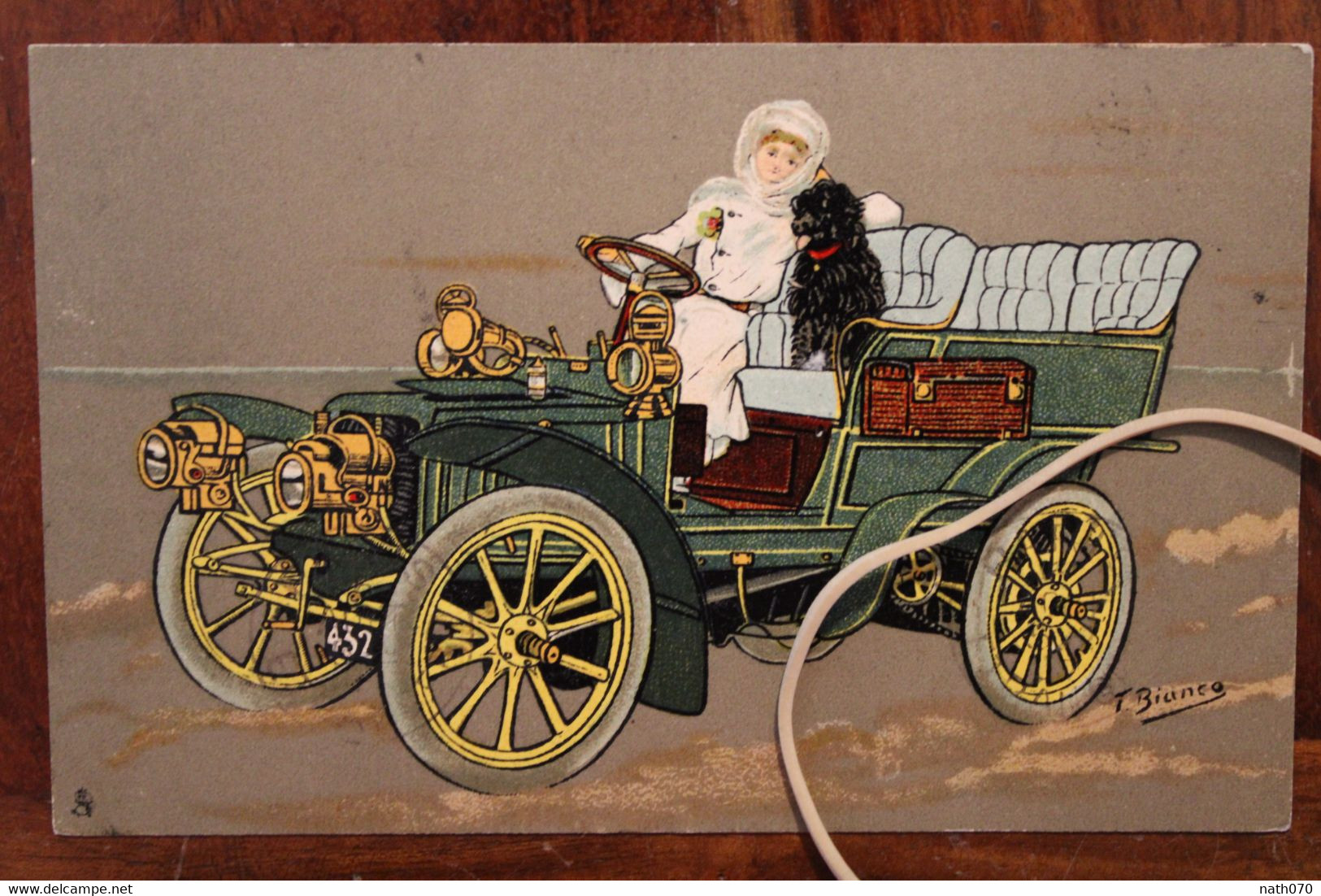 CPA Ak 1900's Illustrateur Automobile Tacot Vieille Voiture Femme Chien Autriche - Andere & Zonder Classificatie