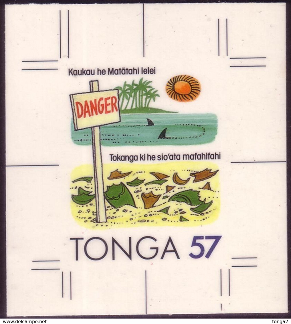 TONGA 1991 Cromalin Proof In Tongan - Broken Glass Left On Beach - 5 Exist - Inquinamento