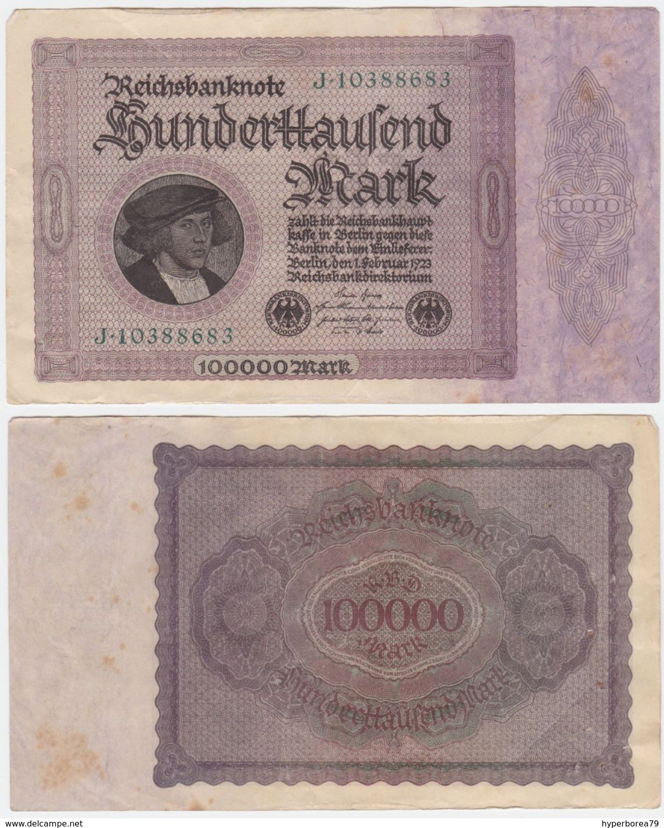 Germany P 83 A - 100.000 Mark 1.2.1923 - VF - 100.000 Mark