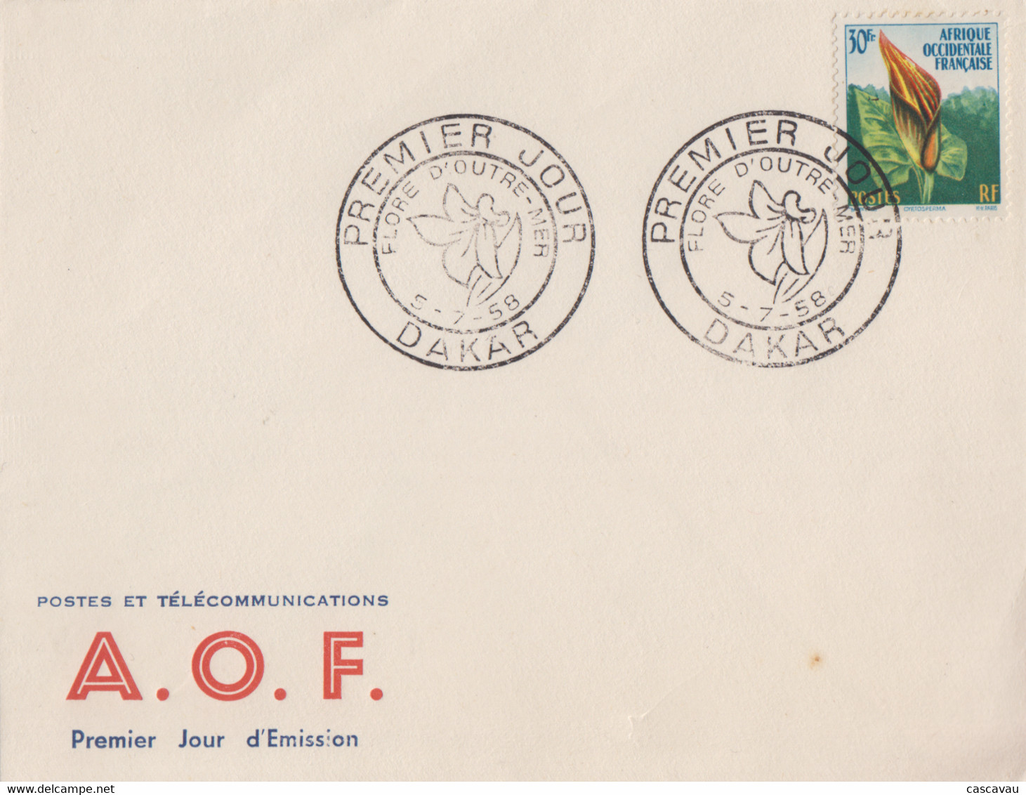 Enveloppe  FDC  1er  Jour   AFRIQUE  OCCIDENTALE  FRANCAISE    Flore    1958 - Altri & Non Classificati