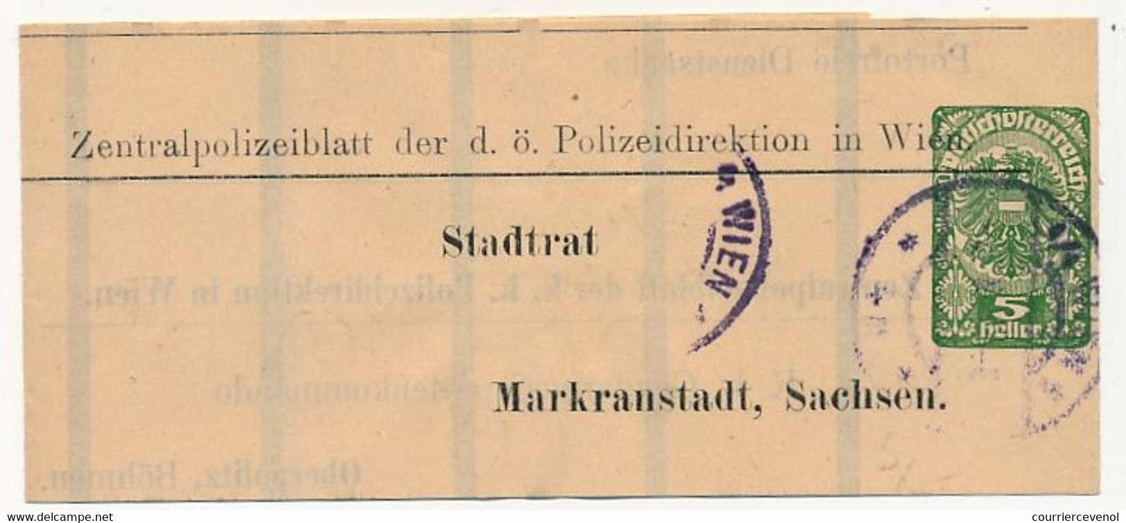 AUTRICHE - Bande Pour Journaux 5 Heller - Zentralpolizeiblatt Der D. ö Polizeidirection In Wien - 1919 - Autres & Non Classés