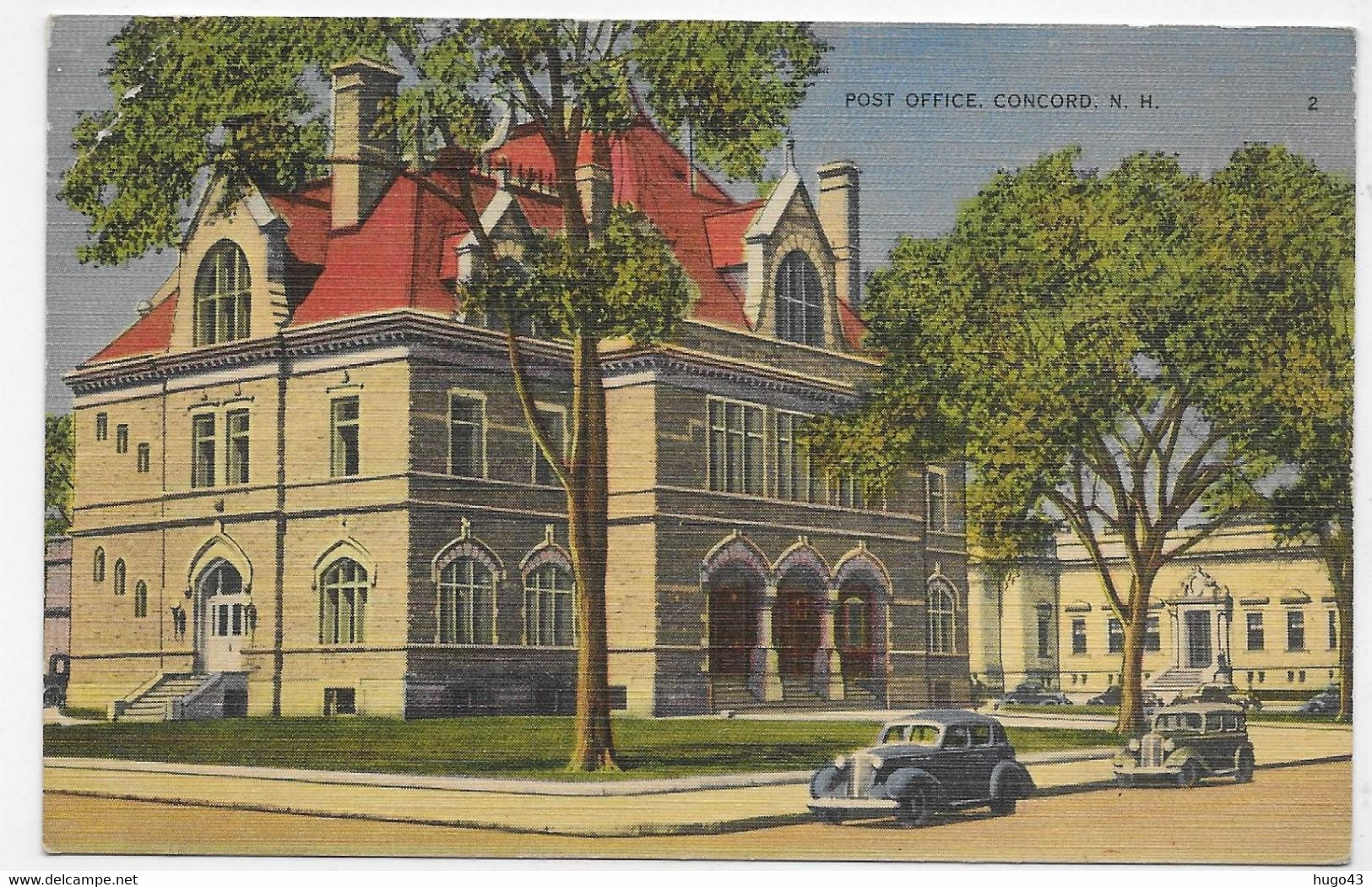 CONCORD - POST OFFICE WITH OLD CARS - PLI ANGLE HAUT A GAUCHE - FORMAT CPA VOYAGEE - Concord