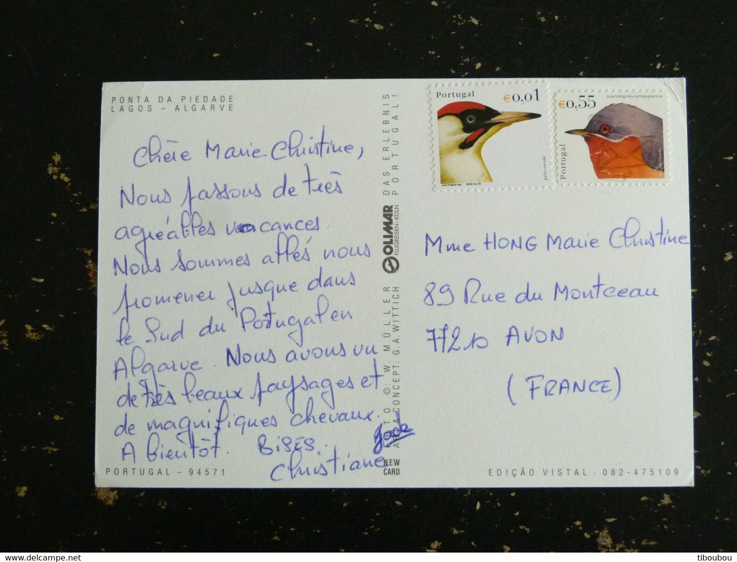 LETTRE PORTUGAL AVEC YT 2621 PIVERT ET YT 2628 FAUVETTE OISEAU BIRD VOGEL - PONTA DA PIEDADE LAGOS ALGARVE - Briefe U. Dokumente