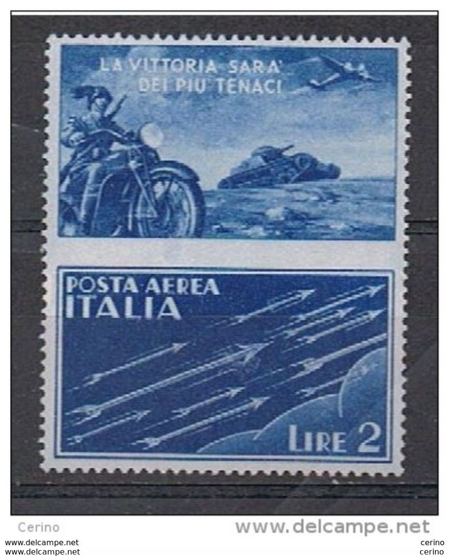 REGNO:  1942  PROPAGANDA  DI  GUERRA  CON  APPENDICE  -  £. 2   AZZURRO  T.L. -  SASS. 12 C - Oorlogspropaganda