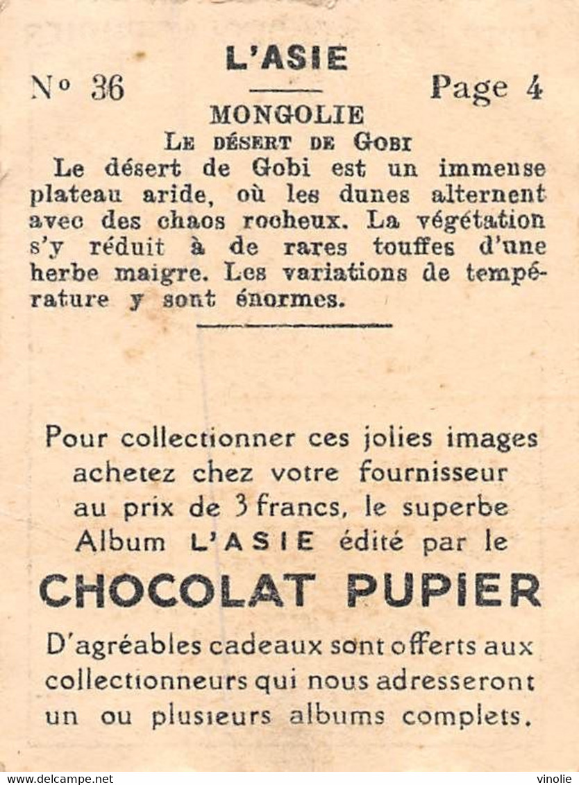 PIE-FO-21-2887 : MONGOLIE. DESERT DE GOBI. EDITION DU CHOCOLAT PUPIER. - Mongolie