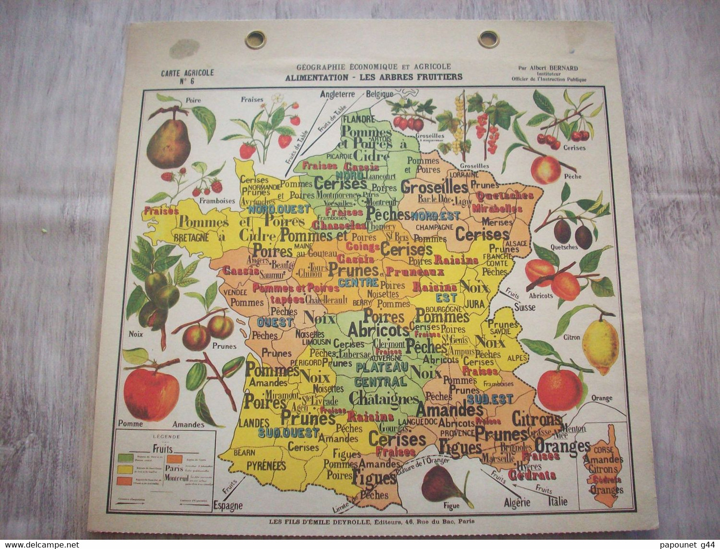 Carte France Géographie Economique Et Agricole ( Alimantation - Les Arbres Fruitiers ) - Mapas Geográficas