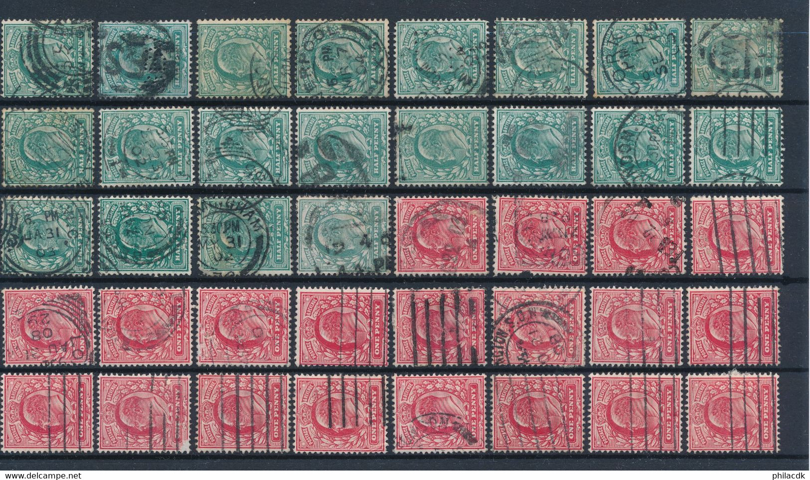 GRANDE BRETAGNE - COLLECTION DE 1818 TIMBRES CLASSIQUES OBLITERES POUR ETUDE DES OBLITERATIONS PAIRES PERFORES TEINTES - Collezioni