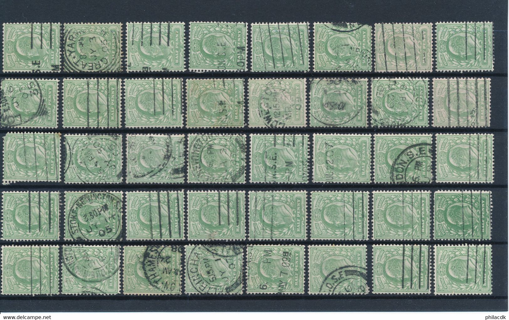 GRANDE BRETAGNE - COLLECTION DE 1818 TIMBRES CLASSIQUES OBLITERES POUR ETUDE DES OBLITERATIONS PAIRES PERFORES TEINTES