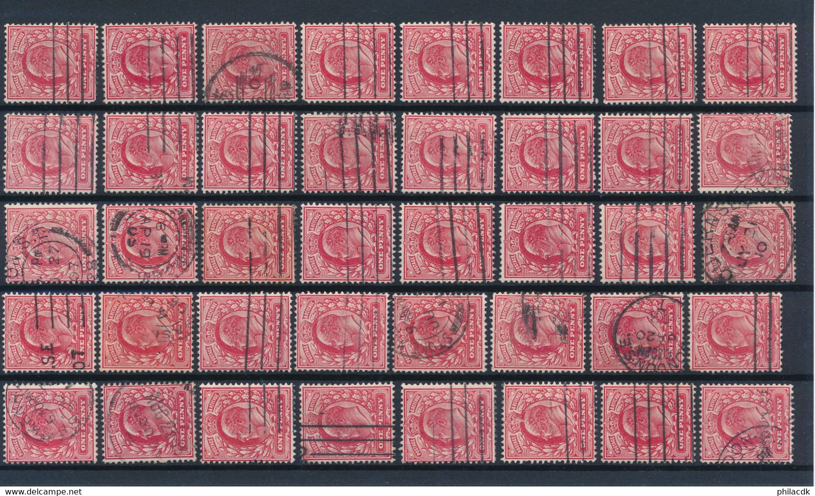 GRANDE BRETAGNE - COLLECTION DE 1818 TIMBRES CLASSIQUES OBLITERES POUR ETUDE DES OBLITERATIONS PAIRES PERFORES TEINTES