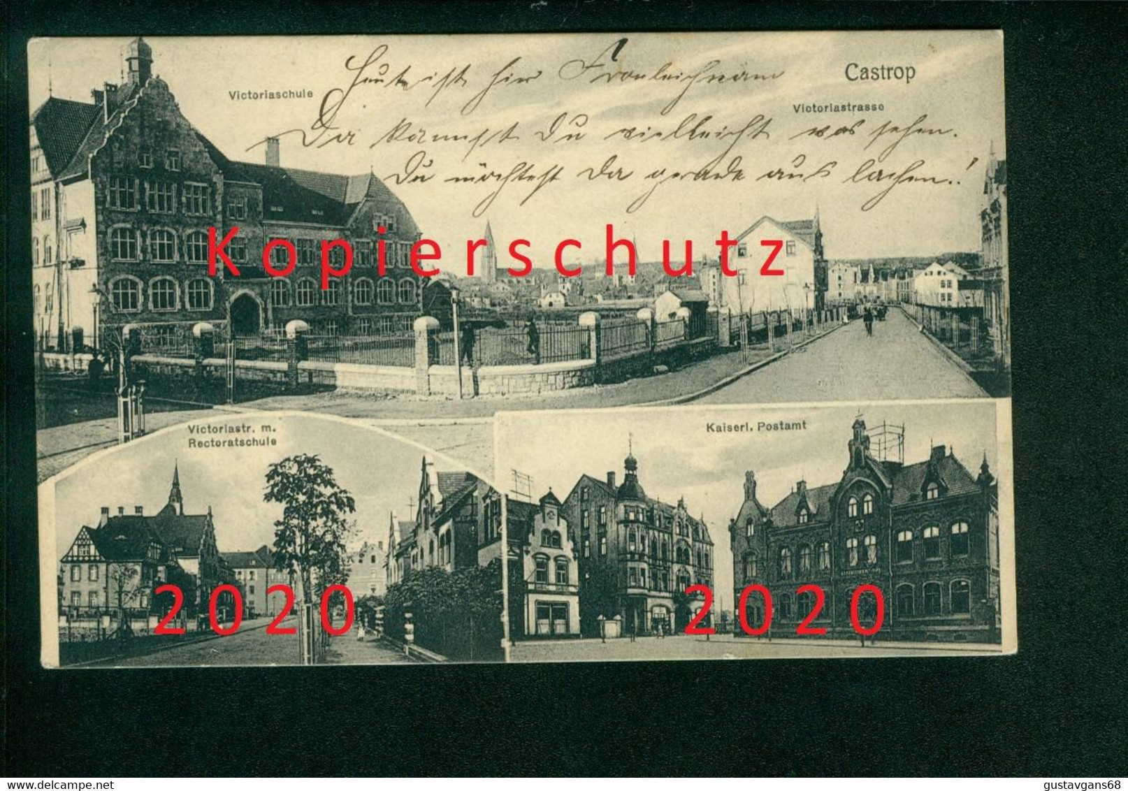 AK Castrop, Victoriastrasse U.-schule, Kaiserl. Postamt, Gel. 1912 - Castrop-Rauxel