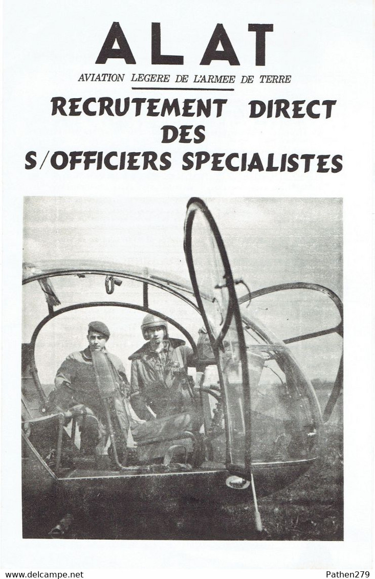 Dépliant Pour Le Recrutement De Sous-officiers Spécialistes ALAT 1965 - Aviation