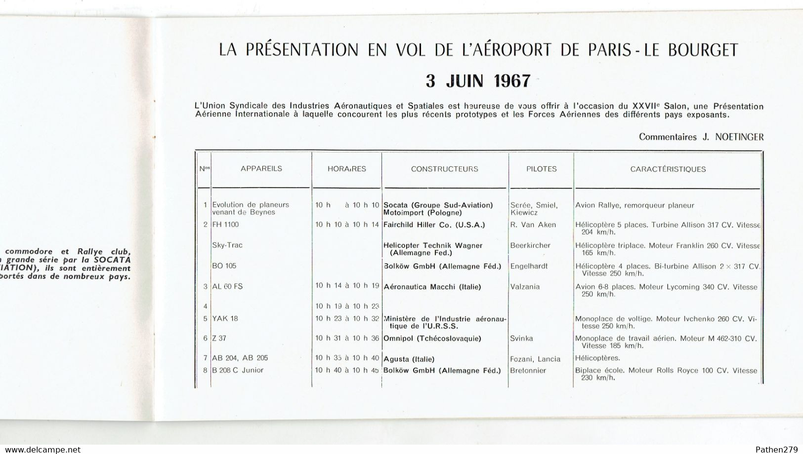 Programme Officiel Du Salon International De Paris-Le Bouget 1967 - Other & Unclassified