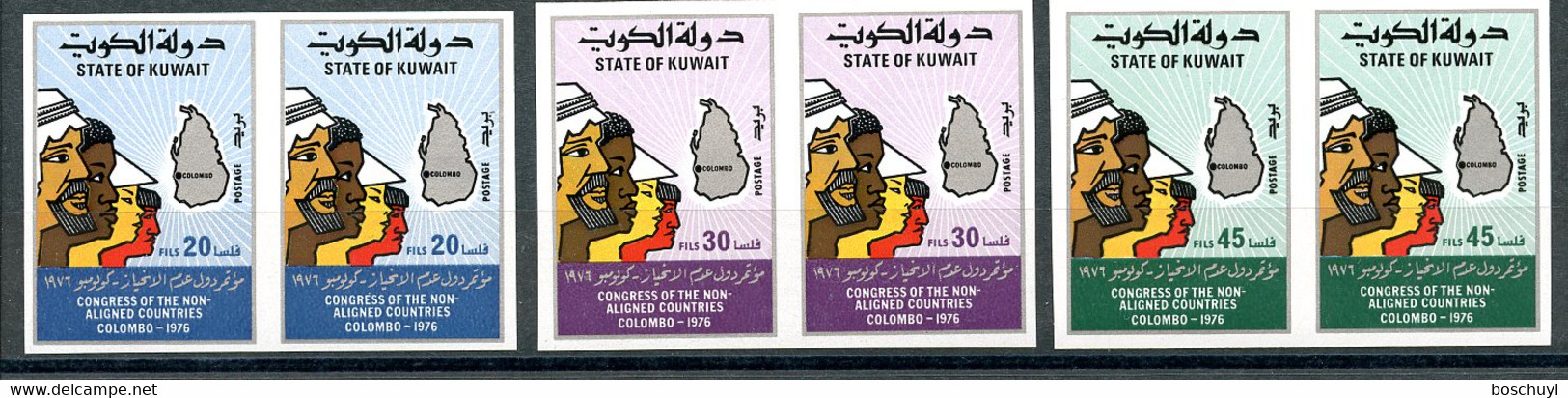 Kuwait, 1976, Colombo Conference Of Non Aligned Countries, MNH Imperforated Pairs, Michel 688-690 - Kuwait