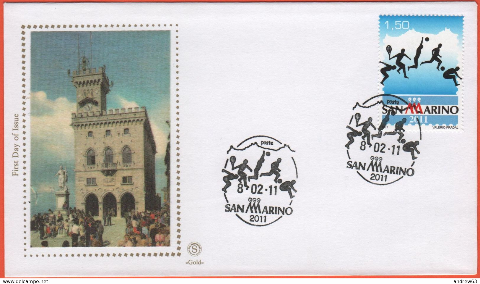 SAN MARINO - 2011 - 1,50€ Lo Sport Nella Filatelia Sammarinese - FDC - Filagrano Gold - Seta - FDC