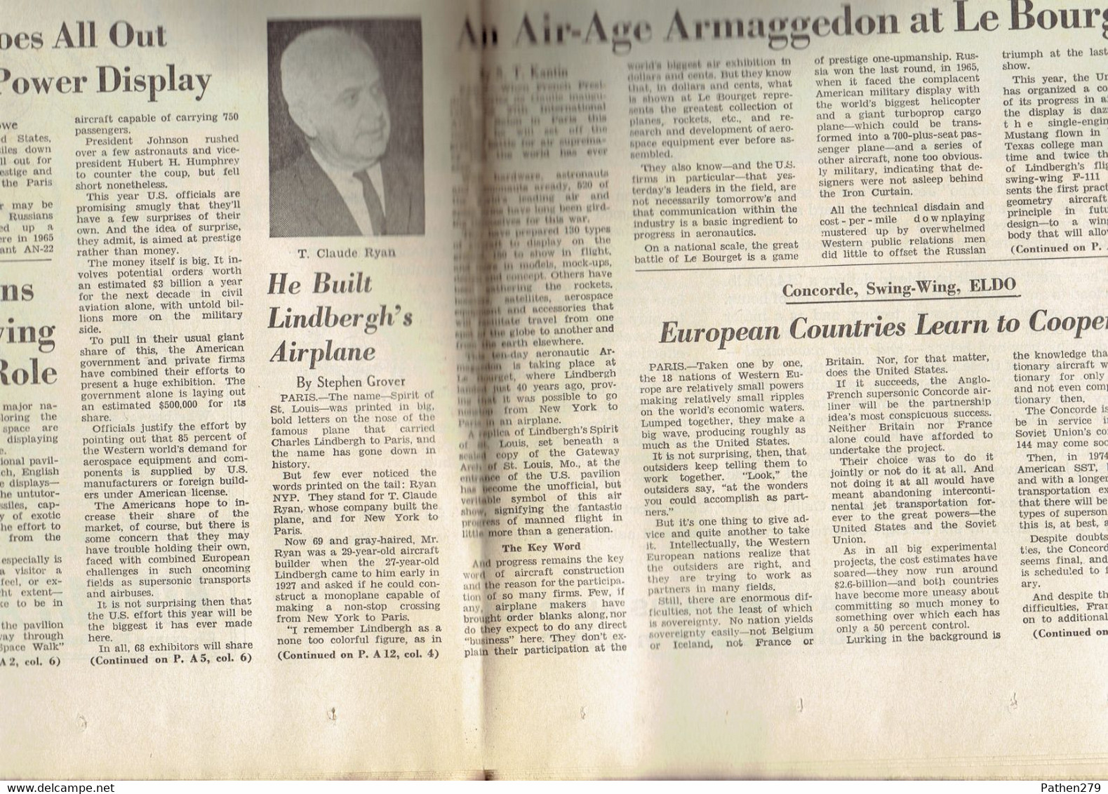 Journal Herald Tribune Supplément Pour Le Salon Du Bourget 1967 - Trasporti