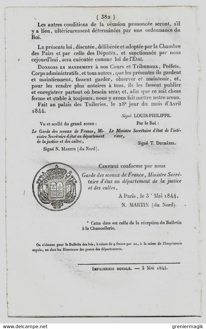 Bulletin Des Lois 1093 1844 Bardais Et L'Isle-sur-Marmande (Allier) Réunies Sous Le Nom De L'Isle-et-Bardais/Draguignan - Décrets & Lois