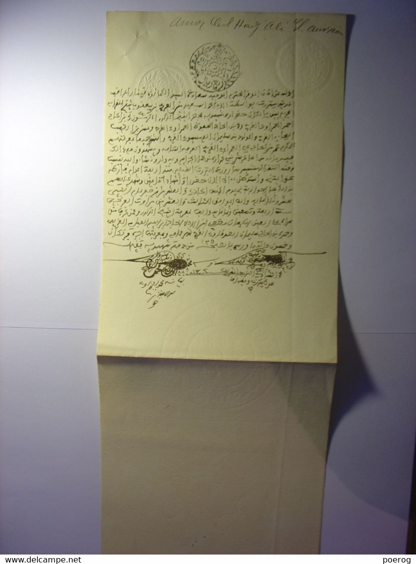 MANUSCRIT EN ARABE De 1892 - TUNISIE PAPIER FILIGRANE REGENCE DE TUNIS 1892 - HADJ ALI EL ANISRAOUI ? ANIRAOUI ? - Manoscritti