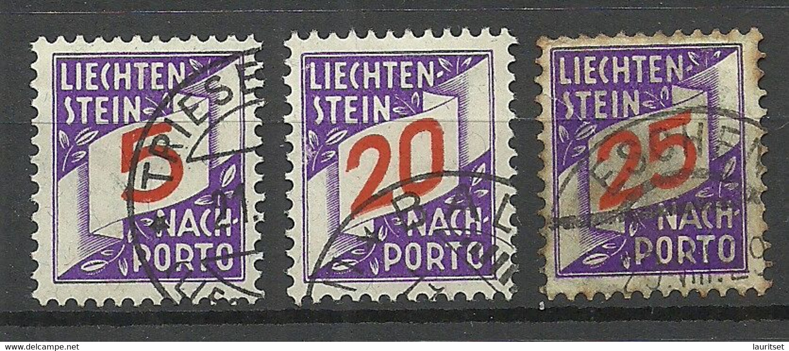 LIECHTENSTEIN 1928 Michel 13 & 16 - 17 O Nachporto - Taxe