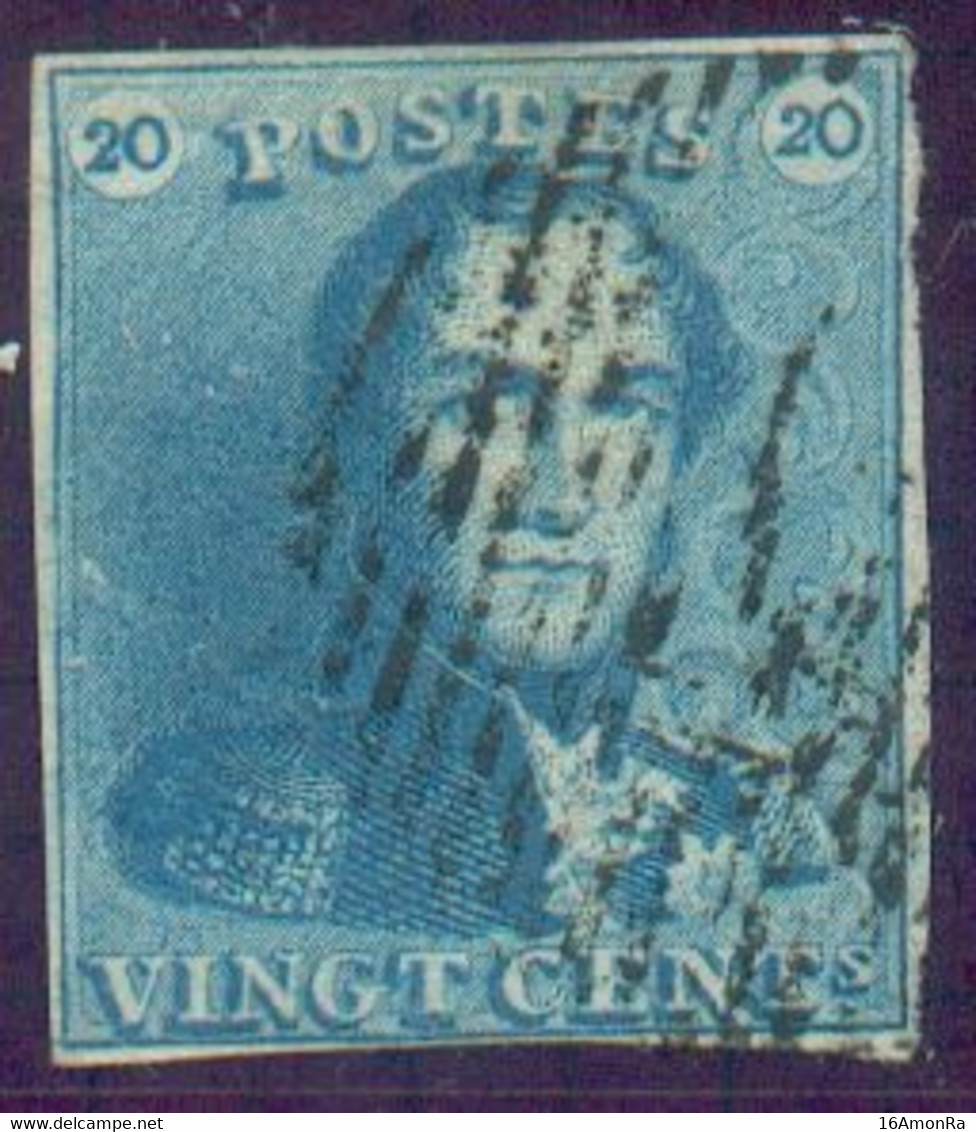N°2 - Epaulette 20 Centimes Bleue, Margée, Oblitération RURALE - 18634 - 1849 Epaulettes