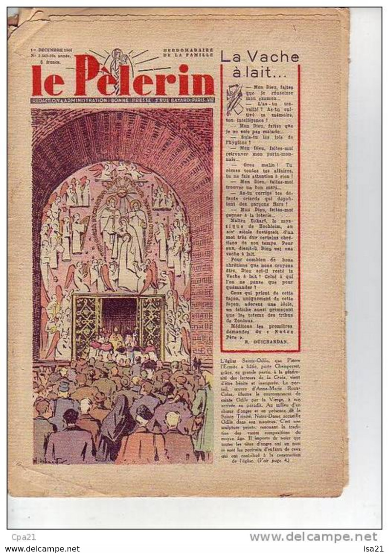 LE PELERIN 1 Décembre 1946 église Sainte Odile Paris, Planche PATAPOUF, Chez Les Saint-Bernard, Salon De L'aviation - 1900 - 1949