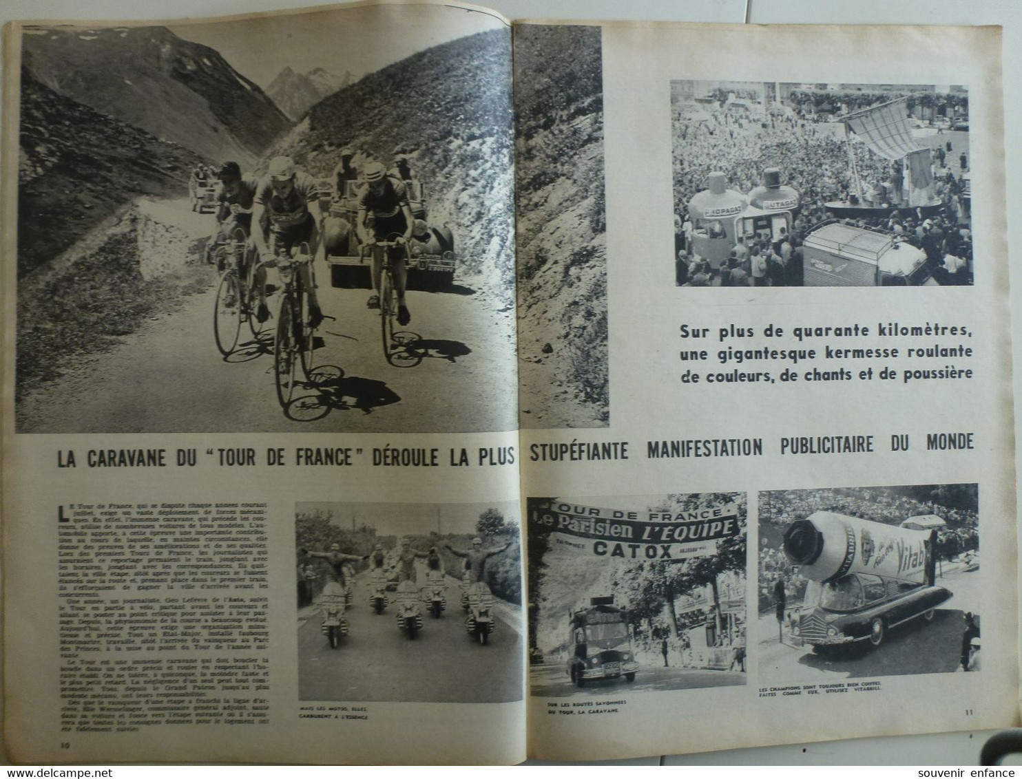 Auto Inter Sport Juillet 1955  Yves Montand La Route De Nuit Caravane Du Tour De France Cyclisme Galy - Auto/Moto