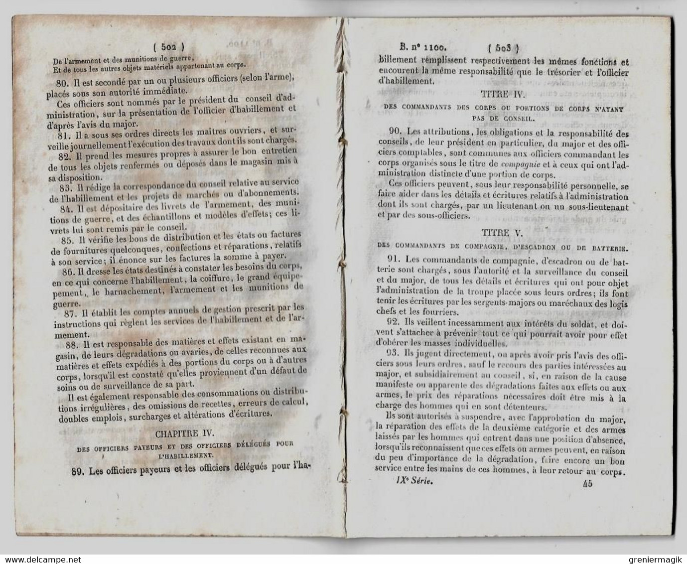 Bulletin Des Lois 1100 1844 Administration Et Comptabilité Des Corps De Troupe (armée)/Travaux Publics/Thomer-la-Sôgne - Décrets & Lois