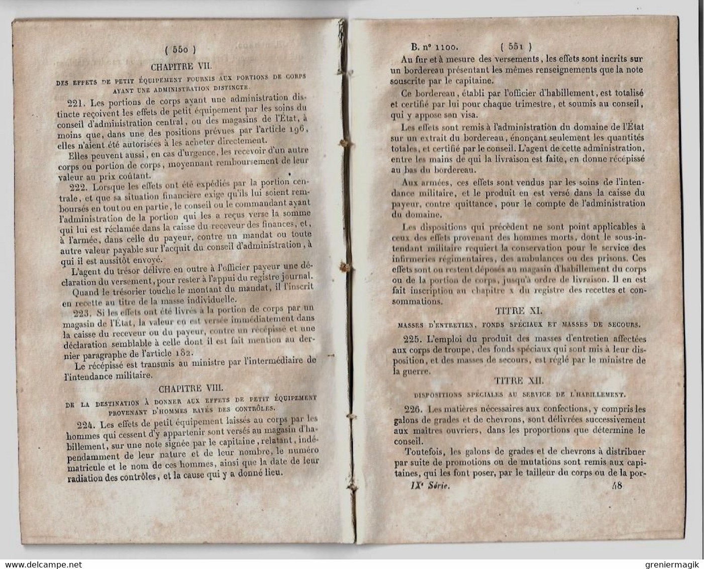 Bulletin des Lois 1100 1844 Administration et comptabilité des Corps de troupe (armée)/Travaux publics/Thomer-la-Sôgne