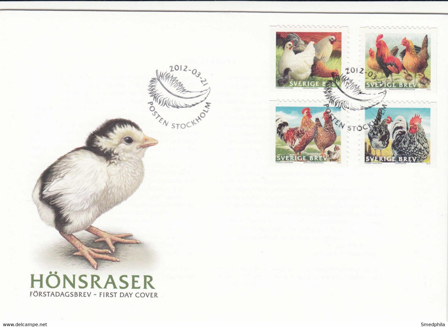 Sweden FDC 2012 - Hen's Breeds - FDC