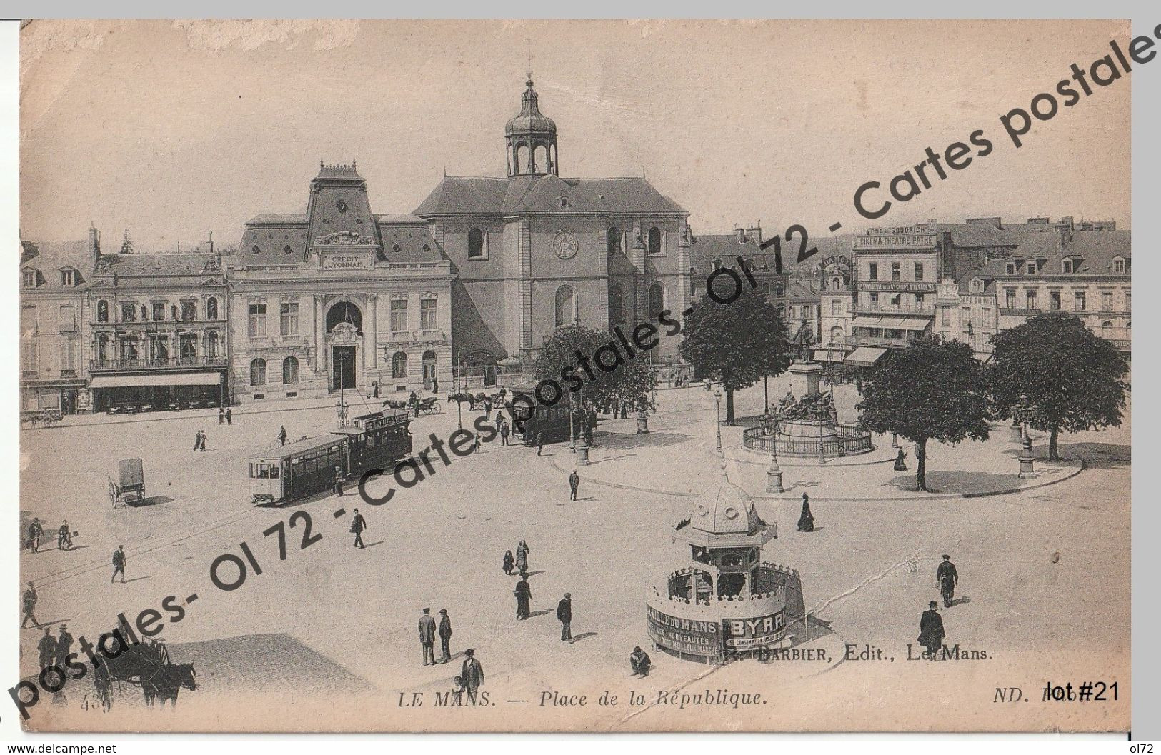 CPA [72] Sarthe > Le Mans - Place De La République - Tramway - Byrrh - Vespasienne - Pissotière - Animée - Le Mans