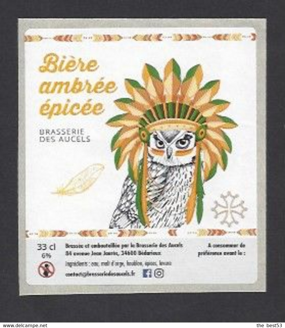 Etiquette De Bière Ambrée Epicée  -  Brasserie Des Aucels  à  Bédarieux  (34) - Beer