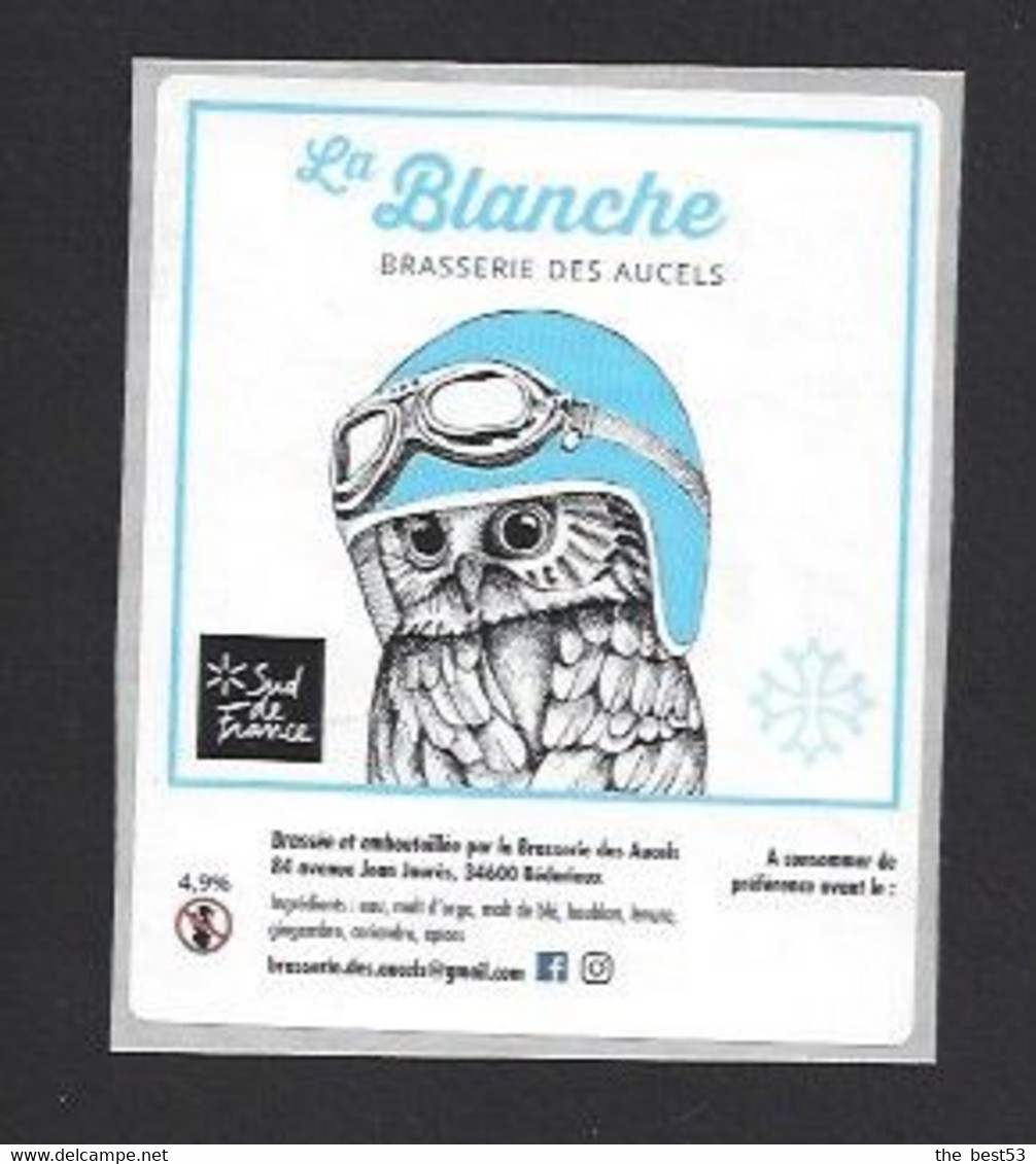 Etiquette De Bière Blanche  -  Brasserie Des Aucels  à  Bédarieux  (34) - Beer