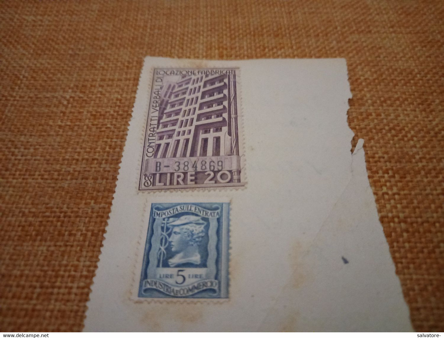 RICEVUTA CON MARCA DA BOLLO CONTRATTI VERBALI LOCAZIONE FABBRICATI 1945 - Revenue Stamps