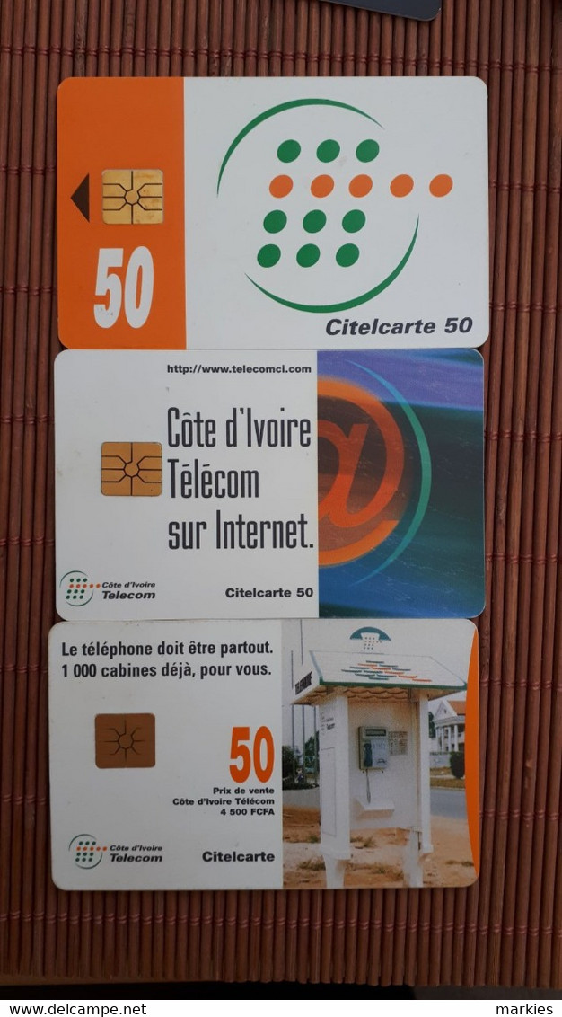 3 Phoneacrds Used Rare - Côte D'Ivoire
