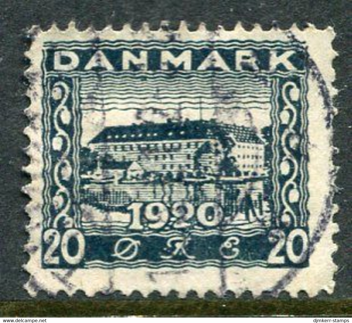 DENMARK 1920 Reunion With North Schleswig 20 Ø., 2 With Pointed Foot  Used.  Michel 111, AFA 113y; Facit 196 V2 - Gebraucht