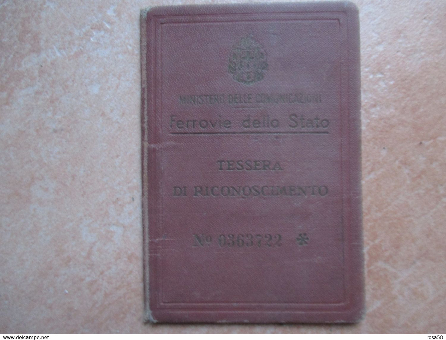 Italia TESSERA Riconoscimento Ferrovie Dello Stato Ministero Delle Comunicazioni 1935 Figlio Controllore - Europe