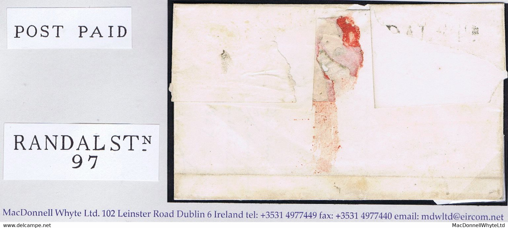 Ireland Antrim 1834 Linear POST PAID Of Randalstown In Black On Cover To Dublin Prepaid "1/8" Double - Préphilatélie