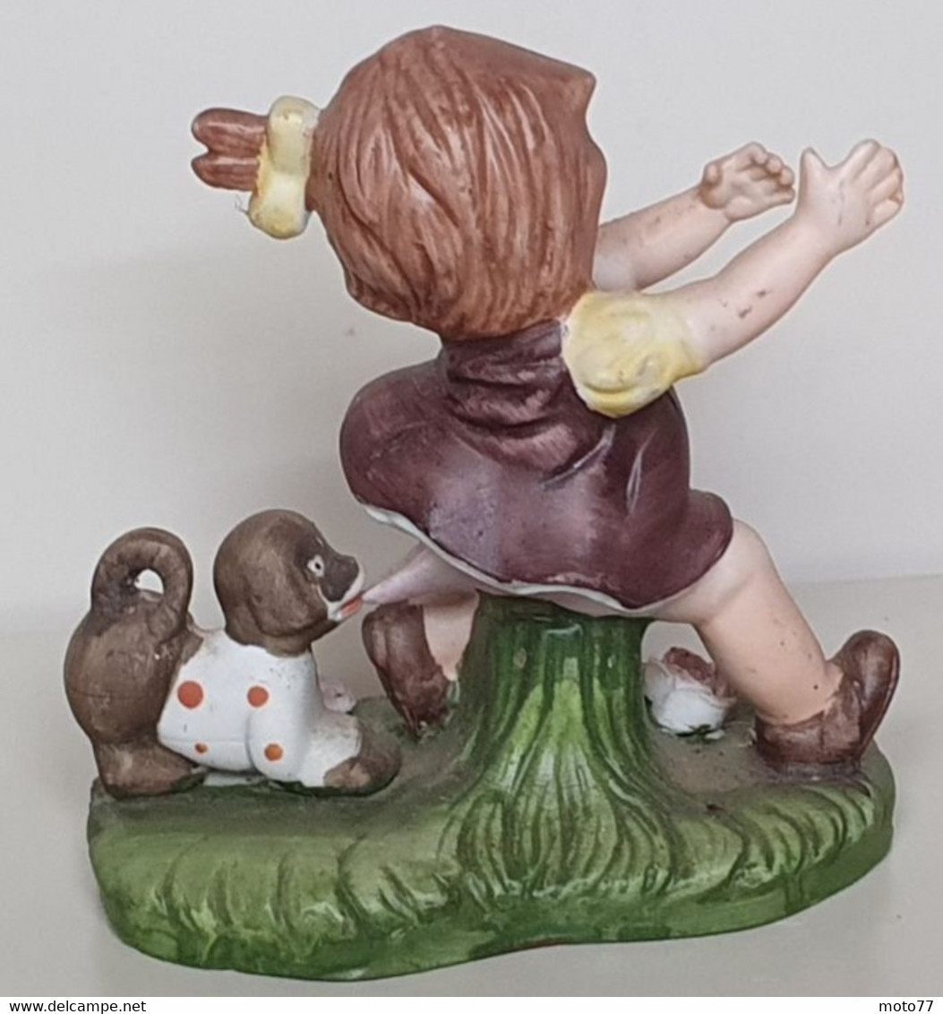 La Fille Au Chien Peint - Enfant - Robe Pinceau Peinture - STATUETTE - Bon état - 14 / Vers 1990 - Andere & Zonder Classificatie