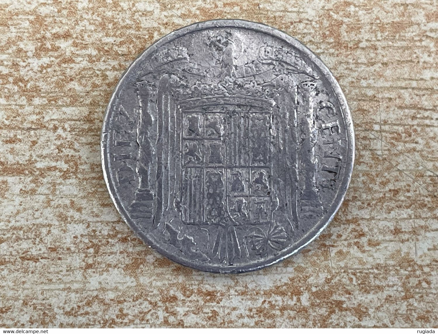 1953 Spain Espana Diez 10 Centimos Coin, Aluminium, Fine Condition - 10 Centimos