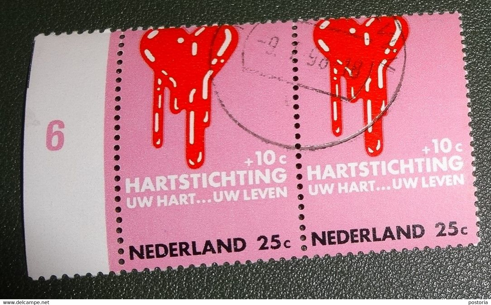 Nederland - NVPH - 976 - 1970 - Gebruikt - Cancelled - Hartstichting - Paar - Met Tab Links - Usados