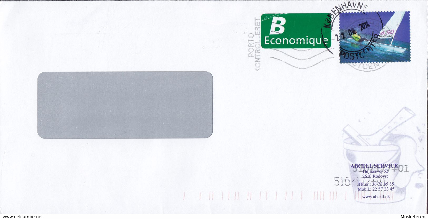 Denmark B ECONOMIQUE Label ABCELL SERVICE Rødovre KØBENHAVNS POSTCENTER 2014 Cover Brief PORTO KONTROLLERET - Lettere