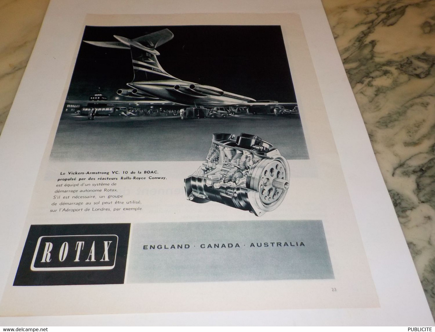 ANCIENNE PUBLICITE REACTEURS ROLLS ROYCE PAR ROTAX 1963 - Pubblicità