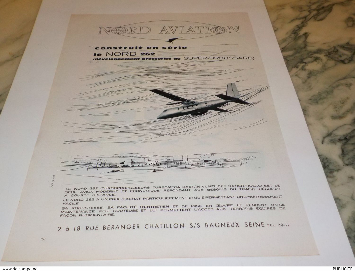 ANCIENNE PUBLICITE AVION SUPER BROUSSARD PAR NORD AVIATION  1963 - Publicités