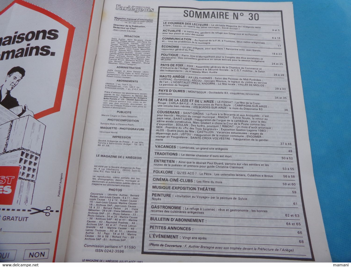 Le Magazine De L'ariegeois N° 30 Juillet Aout 1983 - Turismo Y Regiones
