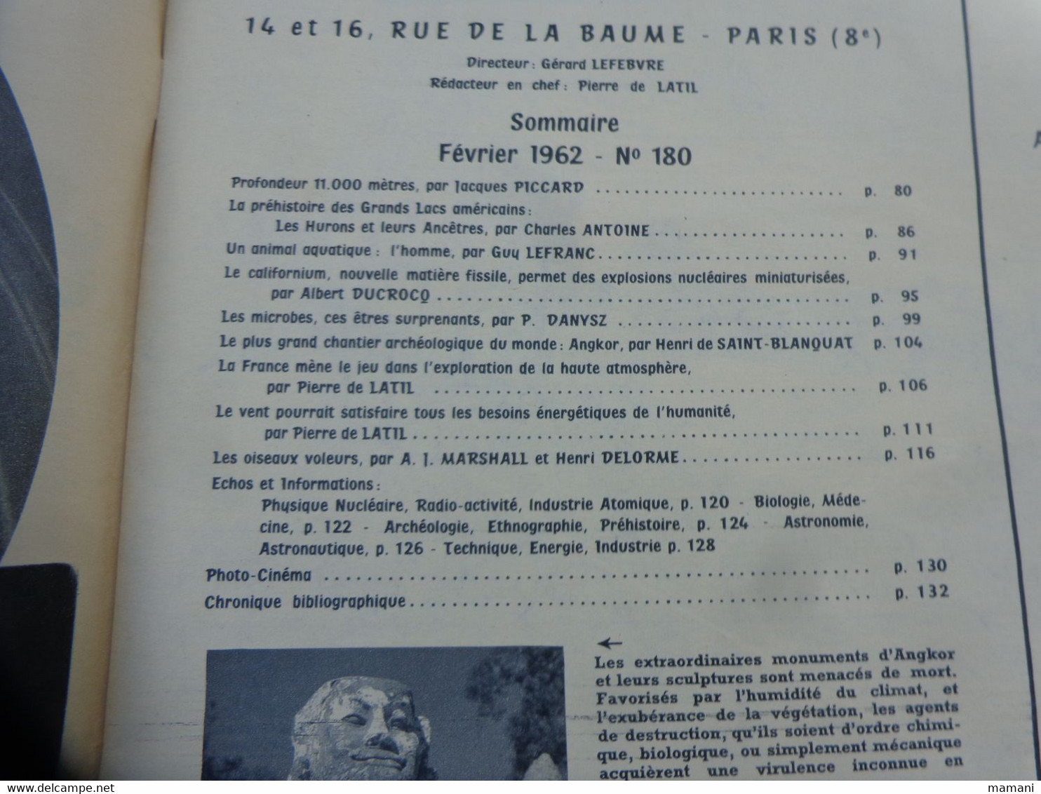 lots de revues sciences et avenir 1957 n°123-124-125-128-130-150 -1961 n° 170-172-174-176-179 1962 n°188 (voir sommaire