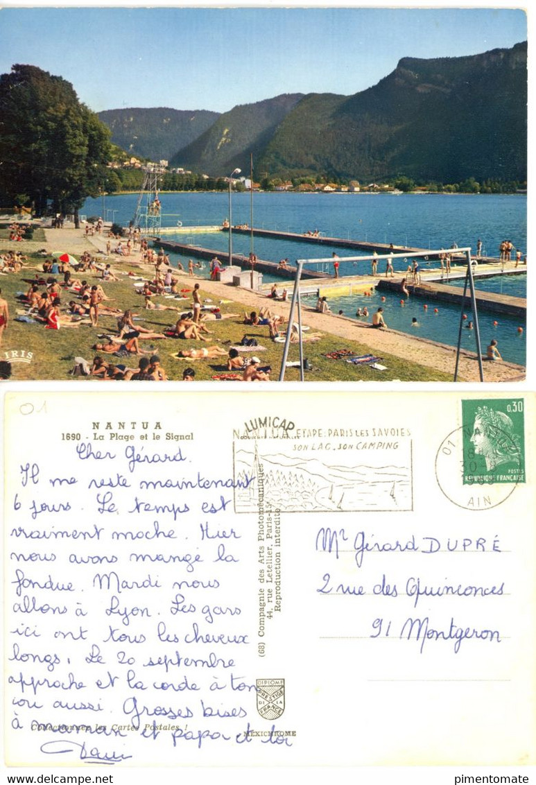 NANTUA LA PLAGE ET LE SIGNAL FLAMME POSTALE - Nantua