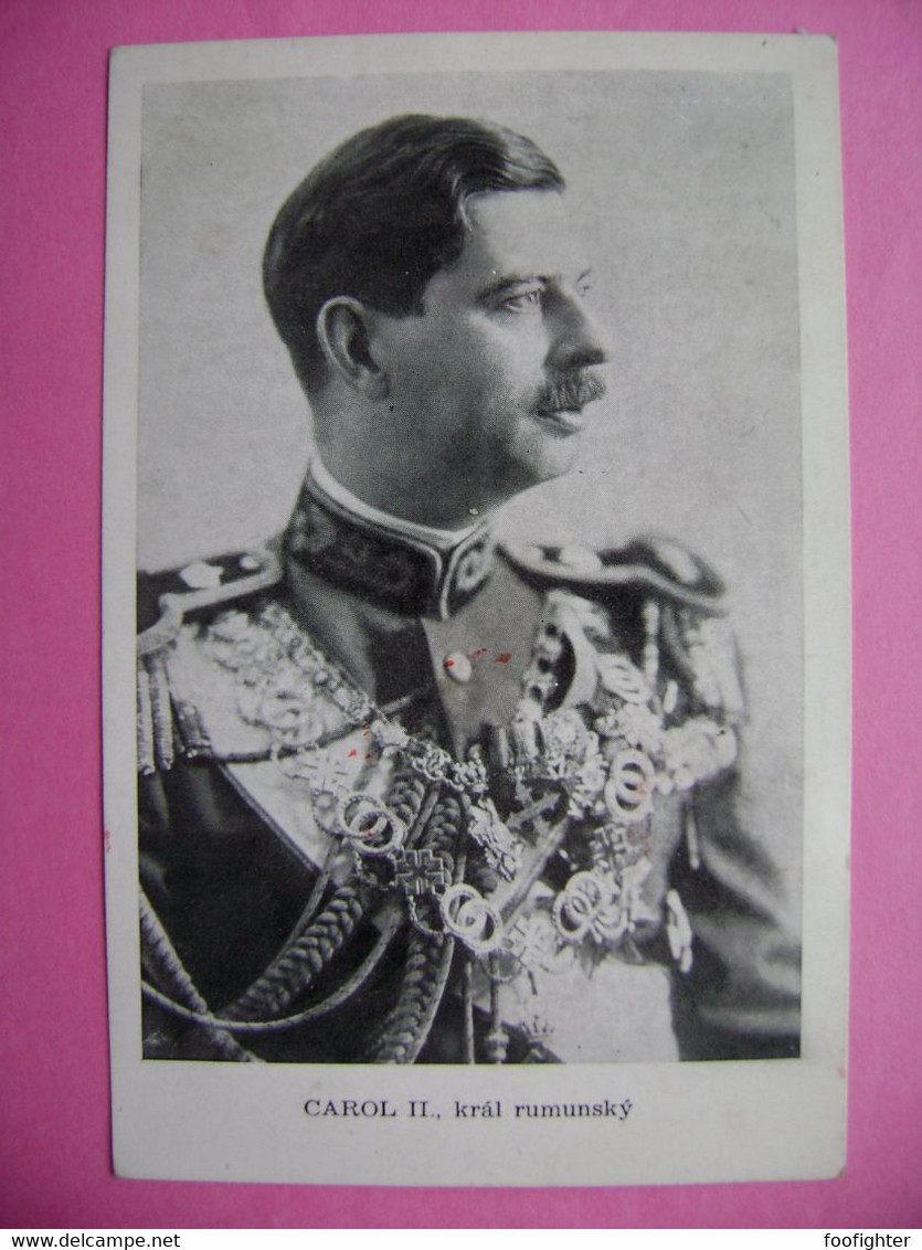 Romania: King CAROL II. Postcard Issued On The Occasion Of The Visit His Majesty In Prague 1936 With Occasional Postmark - Koninklijke Families