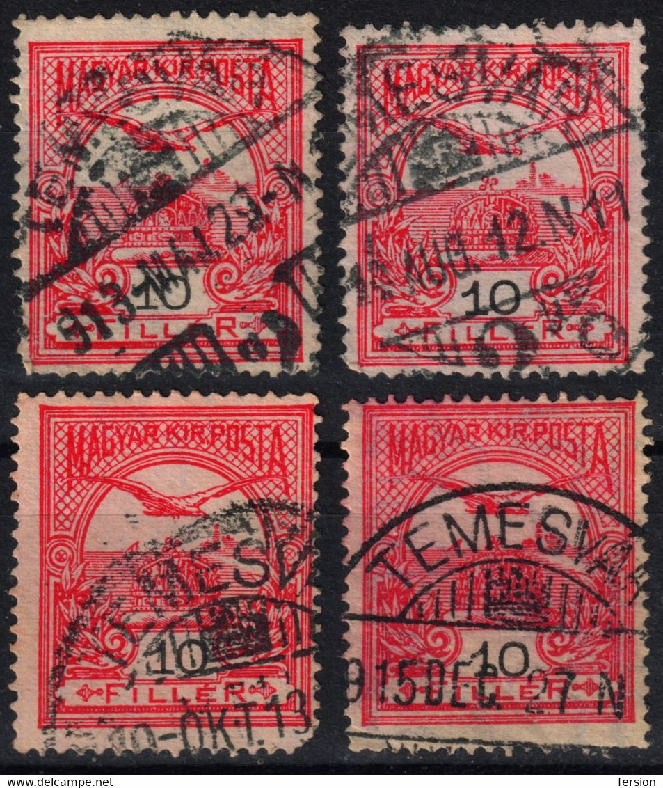 Timișoara Temesvár Postmark / TURUL Crown 1910 Hungary Romania Transylvania Banat TEMES County KuK - 10 Fill LOT - Siebenbürgen (Transsylvanien)