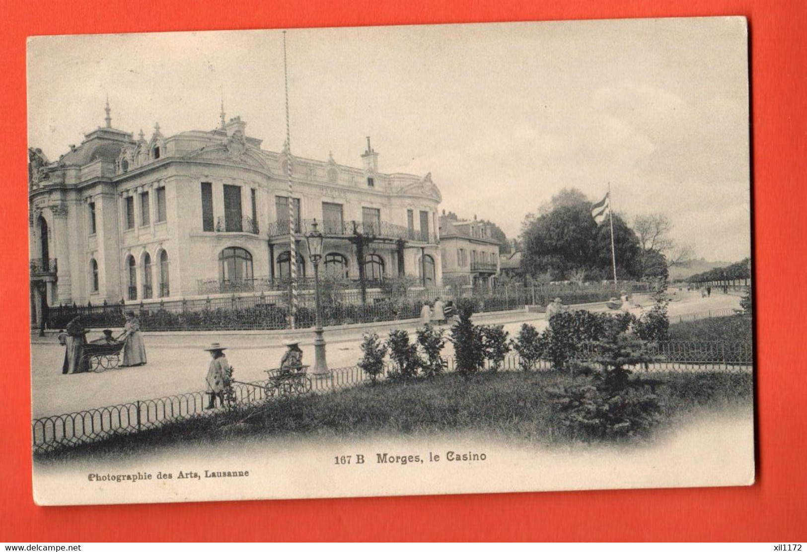 FLB-27  Morges, Le Casino.  TRES ANIME. Photo Des Arts 167B,  Circulé 1905 - Morges