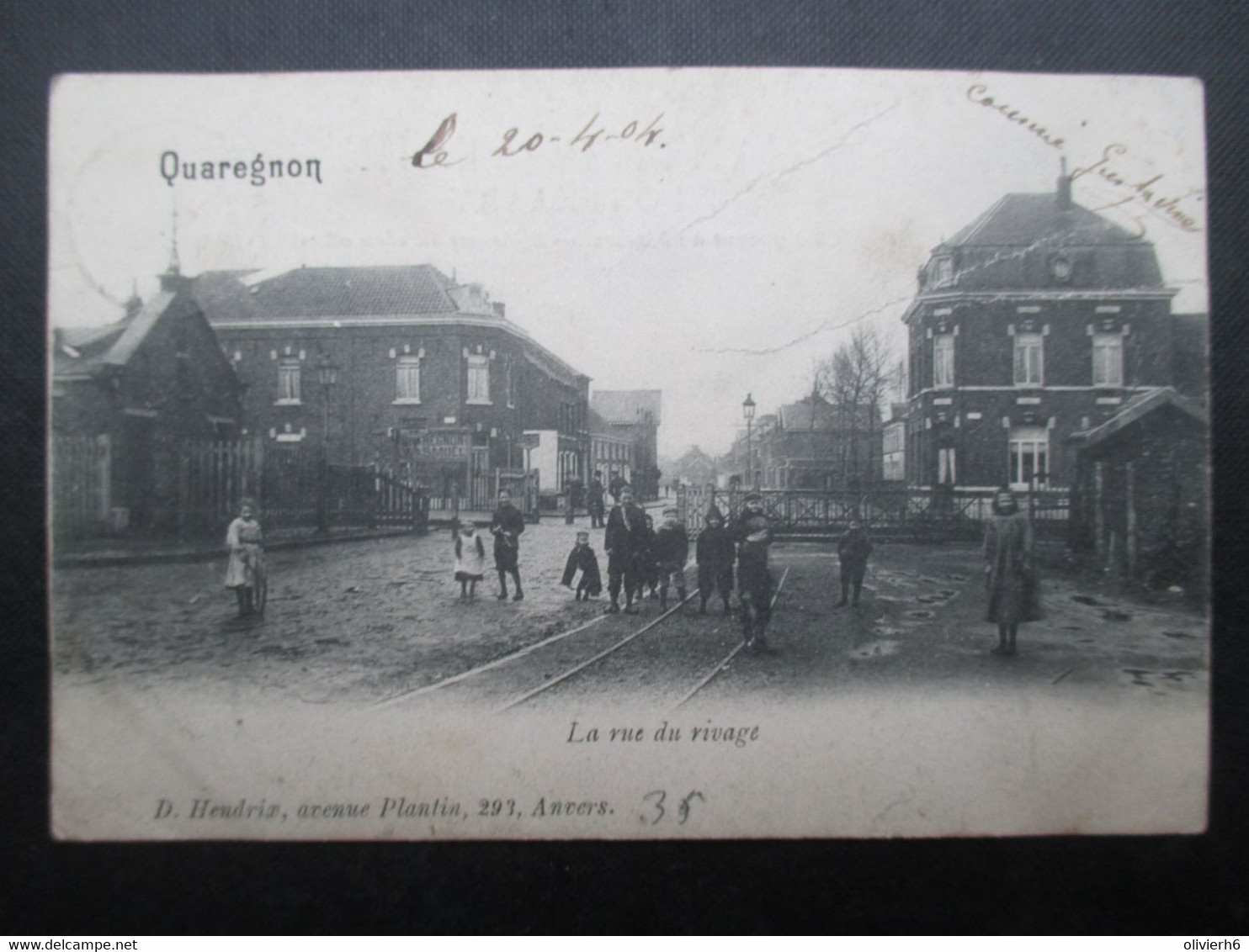 CP BELGIQUE (M2115) QUAREGNON (2 Vues) La Rue Du Rivage Edit. D. Hendrix, Avenue Plantin, 293 Anvers - Quaregnon